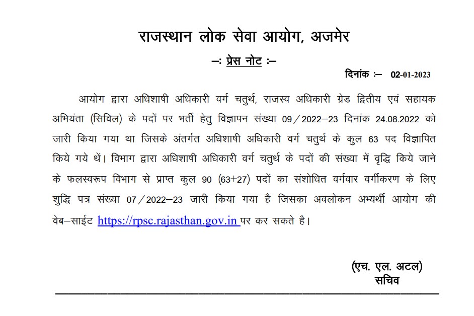Rajasthan Swayat Shasn Vibhag Recruitment 2022 राजस्थान लोक सेवा आयोग ने जारी किया स्वायत शासन विभाग में सहायक अभियंता, राजस्व अधिकारी & अधिशाषी अधिकारी के पदों पर भर्ती का नोटिफिकेशन जारी